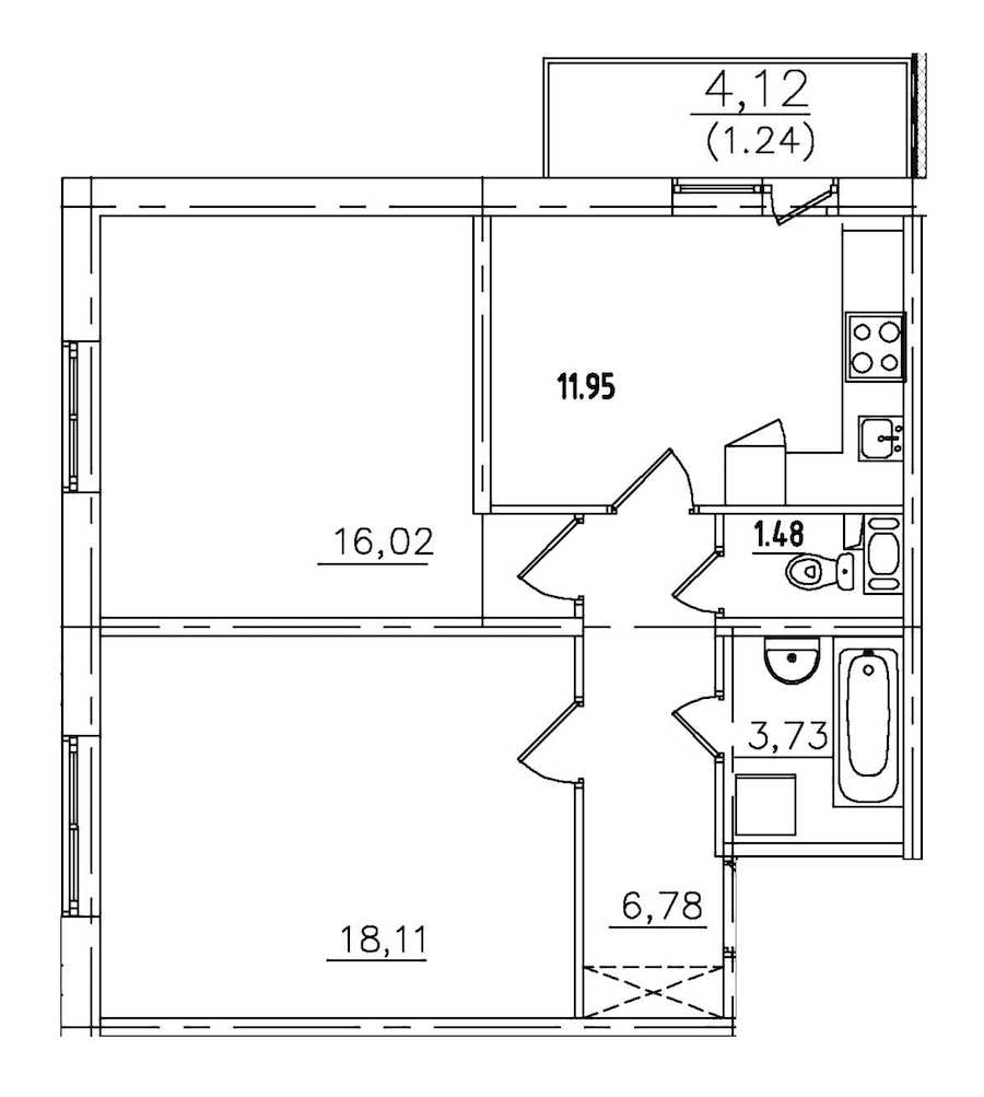Двухкомнатная квартира в : площадь 59.17 м2 , этаж: 1 – купить в Санкт-Петербурге